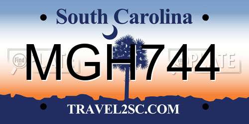 MGH744 South Carolina License Plate