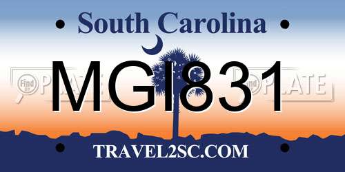 MGI831 South Carolina License Plate