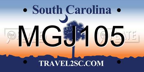 MGJ105 South Carolina License Plate