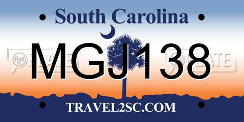 MGJ138 South Carolina License Plate