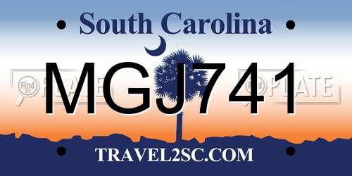 MGJ741 South Carolina License Plate
