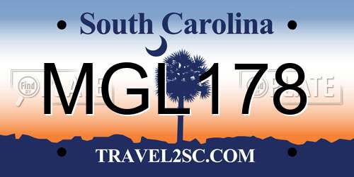 MGL178 South Carolina License Plate