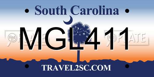 MGL411 South Carolina License Plate