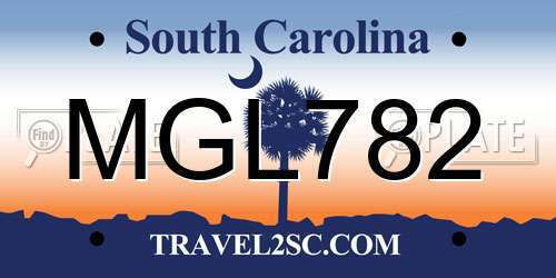 MGL782 South Carolina License Plate