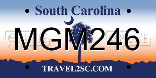 MGM246 South Carolina License Plate