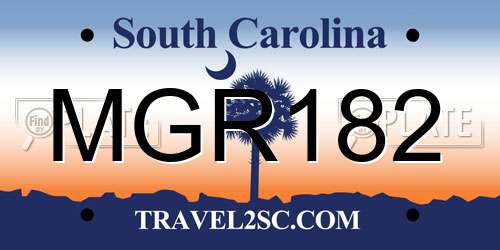 MGR182 South Carolina License Plate