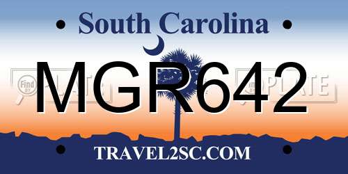 MGR642 South Carolina License Plate