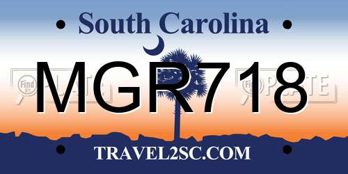 MGR718 South Carolina License Plate