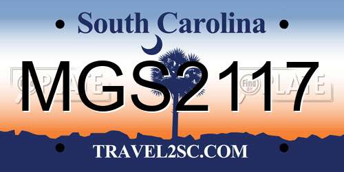 MGS2117 South Carolina License Plate