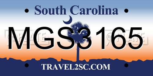 MGS3165 South Carolina License Plate