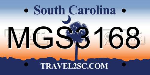MGS3168 South Carolina License Plate