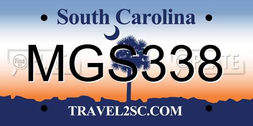 MGS338 South Carolina License Plate