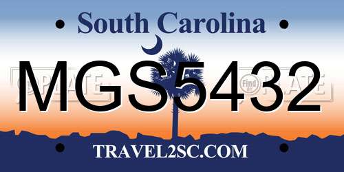 MGS5432 South Carolina License Plate