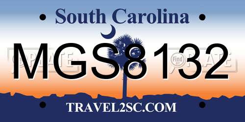 MGS8132 South Carolina License Plate