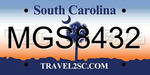 MGS8432 South Carolina License Plate