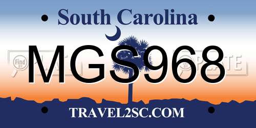 MGS968 South Carolina License Plate