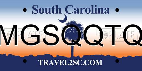 MGSQQTQ South Carolina License Plate