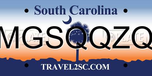 MGSQQZQ South Carolina License Plate
