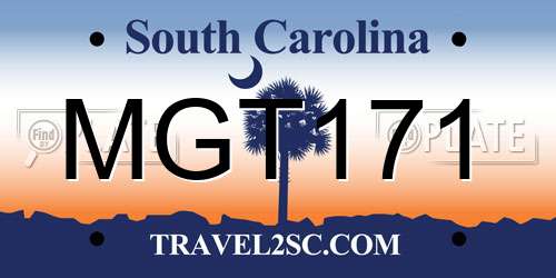 MGT171 South Carolina License Plate