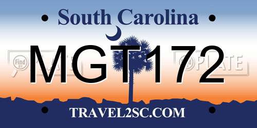 MGT172 South Carolina License Plate
