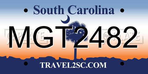MGT2482 South Carolina License Plate
