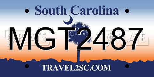 MGT2487 South Carolina License Plate