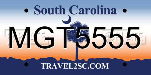 MGT5555 South Carolina License Plate