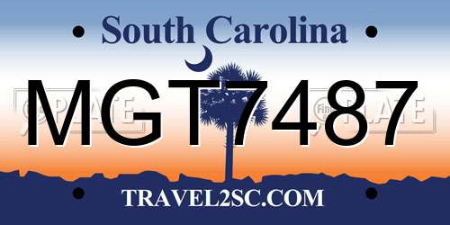MGT7487 South Carolina License Plate