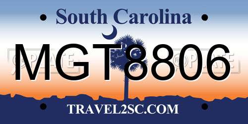 MGT8806 South Carolina License Plate