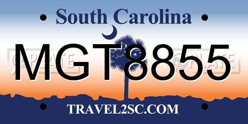 MGT8855 South Carolina License Plate