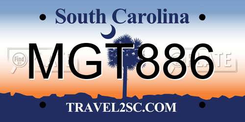 MGT886 South Carolina License Plate