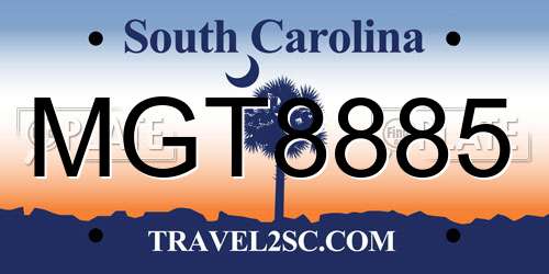 MGT8885 South Carolina License Plate
