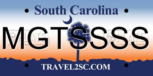 MGTSSSS South Carolina License Plate
