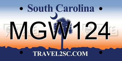 MGW124 South Carolina License Plate