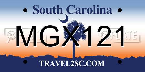 MGX121 South Carolina License Plate