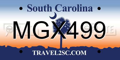 MGX499 South Carolina License Plate