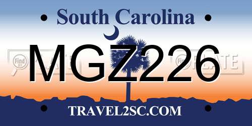 MGZ226 South Carolina License Plate
