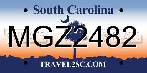 MGZ2482 South Carolina License Plate