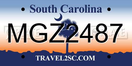 MGZ2487 South Carolina License Plate
