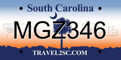 MGZ346 South Carolina License Plate