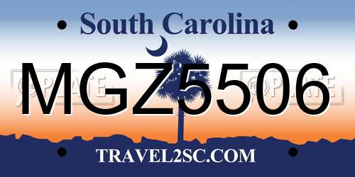 MGZ5506 South Carolina License Plate