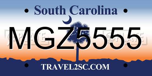 MGZ5555 South Carolina License Plate
