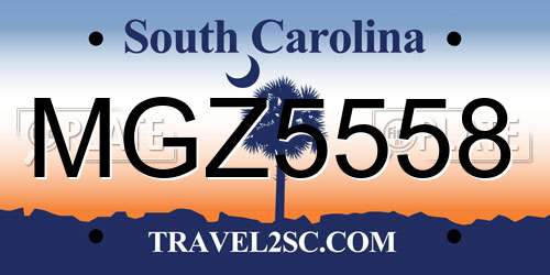 MGZ5558 South Carolina License Plate