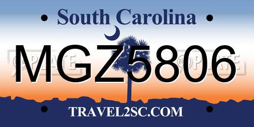 MGZ5806 South Carolina License Plate