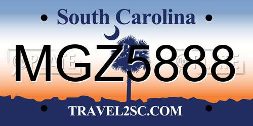 MGZ5888 South Carolina License Plate