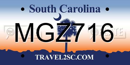 MGZ716 South Carolina License Plate