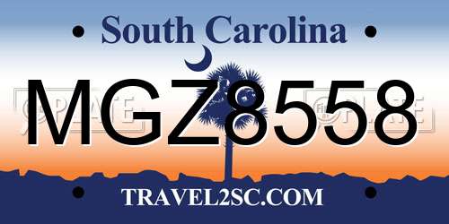 MGZ8558 South Carolina License Plate