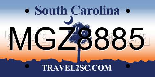 MGZ8885 South Carolina License Plate