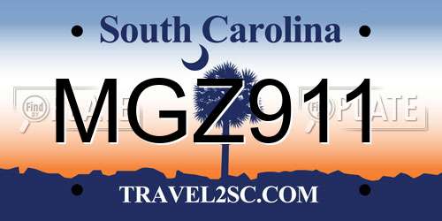 MGZ911 South Carolina License Plate