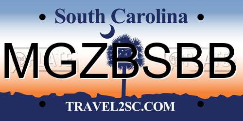 MGZBSBB South Carolina License Plate